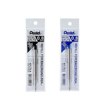 【Pentel 飛龍】原子筆芯 0.8mm 12支/盒 KFLT8(黑/藍)