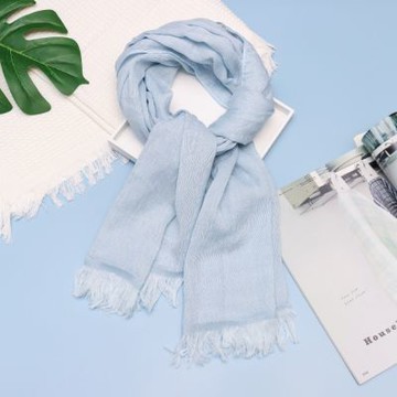 日本今治羽織圍巾-薄水色(羊毛+棉)
