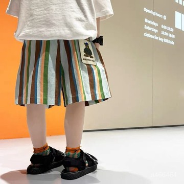 童褲【臺灣出貨】兒童條紋短褲夏季新品男童休閒酷帥五分褲小童寶寶夏裝褲子潮男童褲子 中大童短褲 五分短褲 夏天褲子