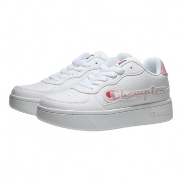 CHAMPION 休閒鞋 白粉 草寫LOGO 皮革 小白鞋 女 WFUS208805