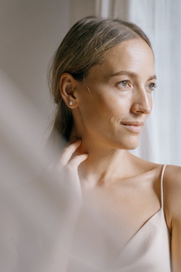 7 毫米。圓形銀耳釘 (E0219)