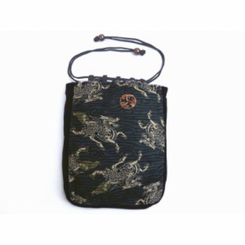 粋なメンズ男物男性信玄袋 巾着 バッグ墨黒色地麒麟 浴衣 甚平 着物に 通販 Lineポイント最大1 0 Get Lineショッピング