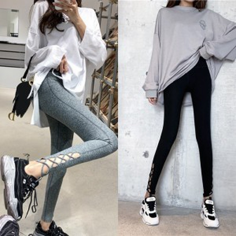 レースアップ レギンスパンツ レディース 韓国 オルチャンファッション ストレッチパンツ カジュアル ヨガウェア フィットネス スポーツ 通販 Lineポイント最大1 0 Get Lineショッピング