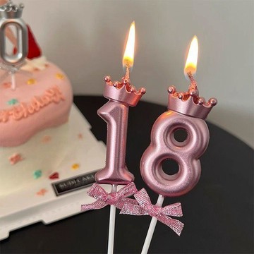 粉色週歲生日皇冠數字蠟燭粉嫩款兒童女生蝴蝶結創意
