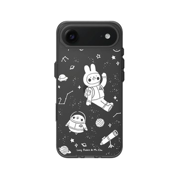 iPhone Air Clear (相機按鈕) 酷墨灰 - 懶散兔與啾先生 Lazy Rabbit and Mr.Chu - outerspace