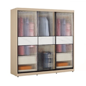 文創集 維爾泰6.1尺岩板鋁框玻璃衣櫃(吊衣桿x4＋二抽屜)-182x60x196cm免組