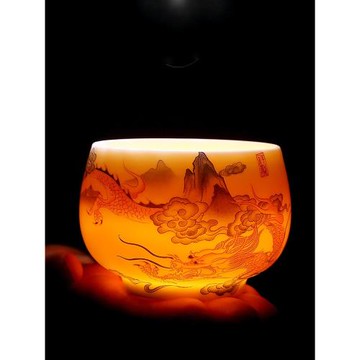 羊脂玉瓷茶具功夫茶杯喝茶專用主人杯白瓷品茗杯陶瓷杯子單杯茶盞