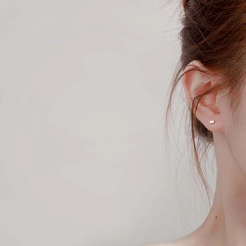方塊耳釘女999純銀簡約氣質幾何個性小巧耳環防堵針養耳洞耳飾品