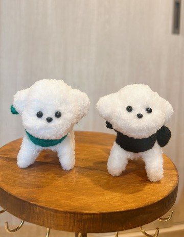 扭扭棒手做娃娃-蝴蝶結圍巾比熊