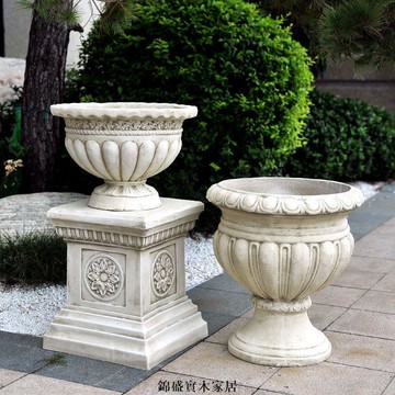 附發票 擺件 落地擺件 客廳擺件 送禮擺件 裝飾品 戶外歐式花盆羅馬柱復古做舊種花園藝別墅門口擺件裝飾園林綠化