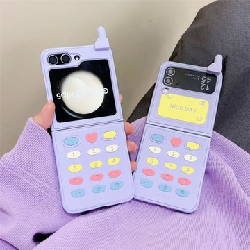 少女風大哥大三星zflip6手機殼折疊屏zflip5保護套立體浮雕zflip4防摔殼zflip3個性創意W24 Flip時尚女款翻蓋