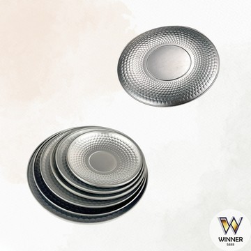 304鑽石紋圓盤【Winner】圓盤 不鏽鋼盤 盤 鑽石紋圓盤 圓餐盤 雙層圓盤 造型圓盤 304圓盤 盤子 304盤