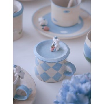 原來是泥kaka手作創意可愛小熊陶瓷咖啡杯高腳杯勺餐具小清新家用
