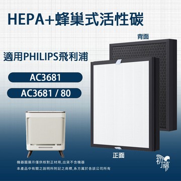 適用Philips飛利浦AC3681/80毛小奈寵物空氣清淨機3合1除臭活性碳+抗敏HEPA濾網濾芯FY3129