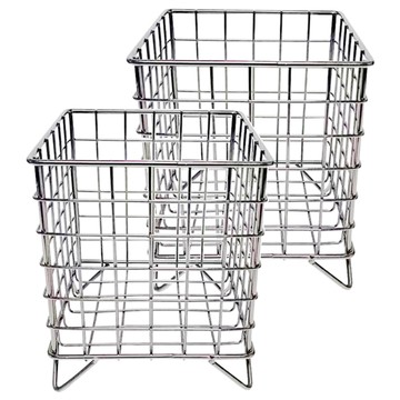 沐慕家居 洞洞金屬收納籃2入組  13.5cm 高16cm  銀色  1組