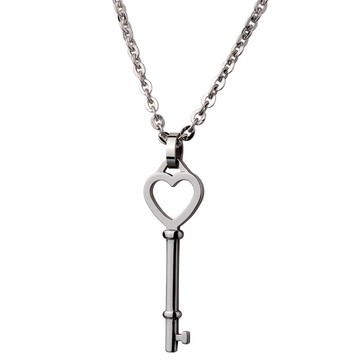 真男人 男士項鏈 鑰匙吊墜 鎢金情侶項鏈  女生心形吊墜時尚項墜