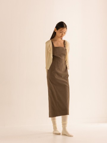 Rose Square Volume Dress - Brown