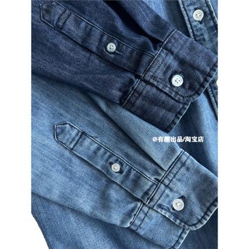 扎實好料 日單復古牛仔襯衫春秋寬松水洗翻領工裝襯衣休閑外套男