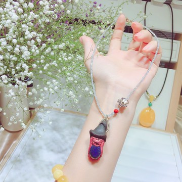 靈石進口北歐能量精靈招財愛情符文吊墜轉運印度精靈護身鎖骨項鏈