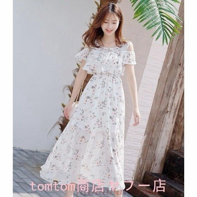 マキシワンピース シフォンワンピース リゾート花柄 夏 半袖 マキシ丈ワンピース 通勤 白ワンピ ホワイト 春 ロング マキシワンピ ワンピース 通販 Lineポイント最大get Lineショッピング