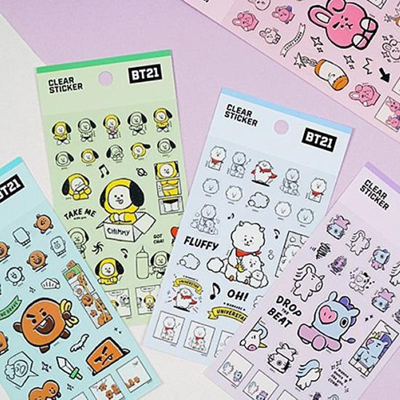 BT21 クリア ステッカー 3弾 [韓国][文具][文房具][シール][かわいい][防弾少年団][公式] | LINEブランドカタログ