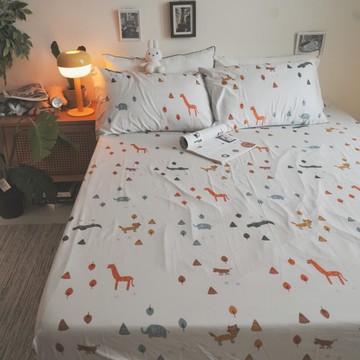 動物森活 S3單人床包＋雙人鋪棉兩用被三件組100%精梳棉(60支) 台灣製 棉床本舖