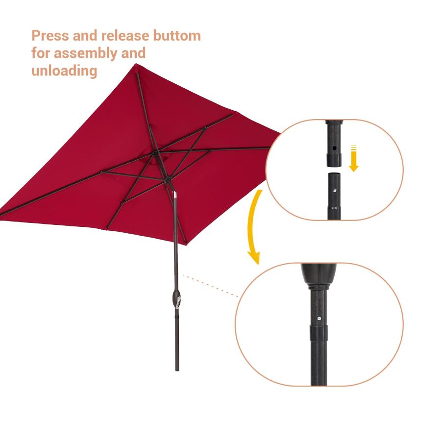 SANLUCE 10 x 6.5ft Market Table Aluminum Umbrella Rectangular Patio Umbrella Featuring Tilt, Crank, and Waterproof Sunshade Canopy