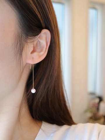 日本直送  6.5mm白色akoya海水珍珠耳環 日本製18k黃金耳線 耳墜