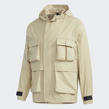 【下殺】Adidas 男裝 外套 連帽 工裝 多口袋 防風 可調式袖口 卡其【運動世界】GF4012