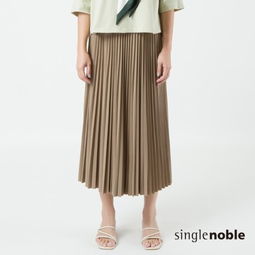 獨身貴族 日系個性撞色針織壓摺長裙(2色)