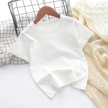 加購優惠🛒100純色棉T恤純白色圓領短袖透氣小學生夏裝短袖上衣潮男女童純色DUOC