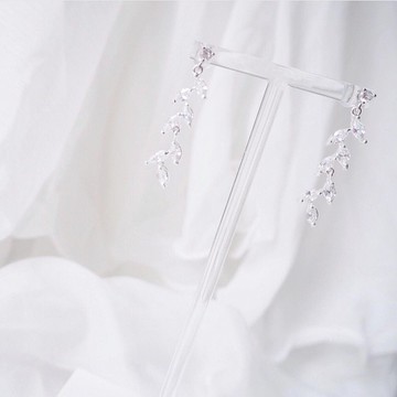 新娘耳環 新娘耳夾 生日禮物 樹葉 優雅 耳環 耳夾 客製化 定制