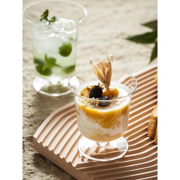 玻璃咖啡杯高顏值冰淇淋杯家用杯子女生高級感網紅餐廳高腳果汁杯