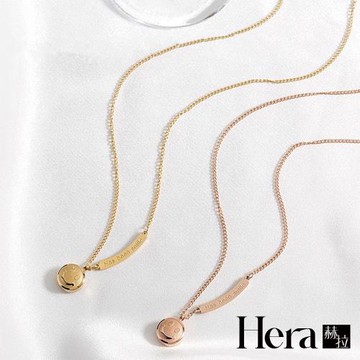 【HERA赫拉】簍空笑臉吊墜雙層頸鍊/項鍊/鎖骨鍊