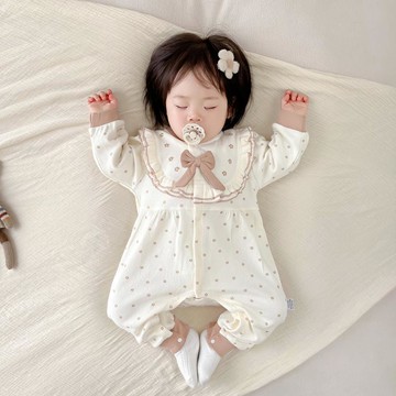 嬰兒衣服連體衣春秋季女寶寶哈衣爬服外出服套裝洋氣外穿長袖秋裝鑫弘-萌寶童裝可開發票