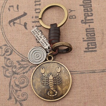 天蝎座星座十二星座吉祥物吊墜個性鑰匙扣掛件汽車掛墜掛飾合金