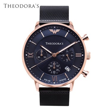 【THEODORA'S】神力女超人太陽能夜光手錶 深藍-米蘭黑【希奧朵拉】