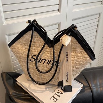 夏季大容量包包2025新款草編包女包小眾設計單肩包百搭編織托特包
