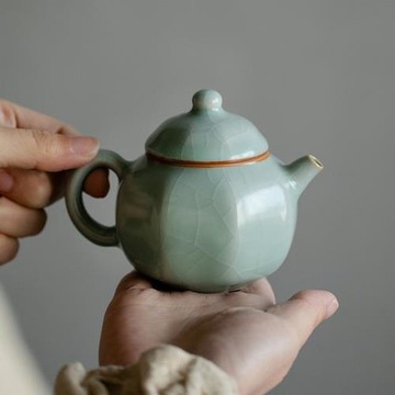 天青汝窯八方茶壺開片可養小號泡茶壺單壺泡茶器女生功夫茶具陶瓷