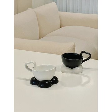 時常韓式小眾ins陶瓷咖啡杯碟套裝可愛下午茶杯子愛心水杯情侶杯