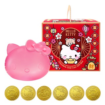 AMANDIER 雅蒙蒂 Hello Kitty富貴平安撲滿禮盒 附隨機6枚巧克力幣  39g  1個