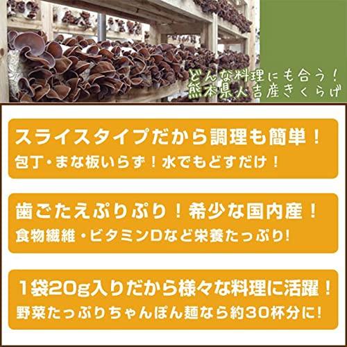 濃厚な旨みと豊かな香り！ 熊本県 人吉産 きくらげ スライス タイプ （20ｇ×3袋）