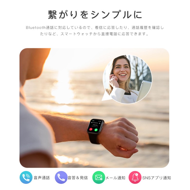 スマートウォッチ 通話機能 心拍数 大画面 血中酸素 日本製センサー 日本語 説明書 iphone android 歩数計 運動計測 防水 健康管理  24最新 | LINEショッピング