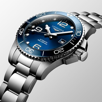 LONGINES 浪琴 深海征服者浪鬼陶瓷潛水機械錶-藍x銀/43mm L37824966
