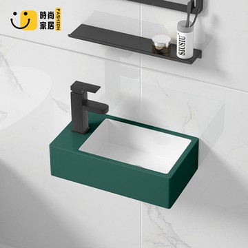 洗手盆 洗臉盆 浴室洗手盆 陶瓷洗手盆 小戶型綠色迷你洗手盆 單盆 掛墻式衛生間陽臺陶瓷 超窄超小號洗臉盆 免運 可開發票 全館折扣 售後保障 s5510