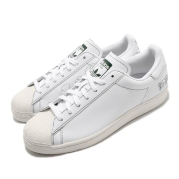 adidas 休閒鞋Superstar Pure 男鞋愛迪達三葉草貝殼頭新宿皮革白綠