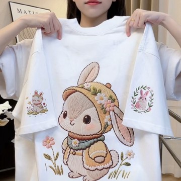 100kg內可穿 大尺碼女裝 夏天穿搭 夏裝 純棉 新款 潮牌 時尚 間約 印花 短袖T卹 寬鬆 顯瘦上衣
