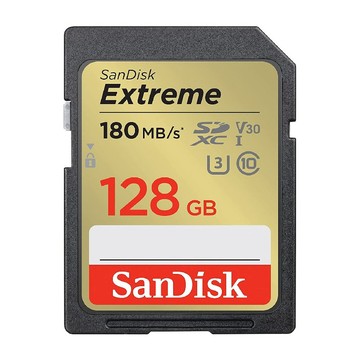 SanDisk 晟碟 Extreme SDXC 記憶卡/C10/V30/U3/UHS-I/180MB/s/SDSDXVA-128G-GNCIN  128GB  1個