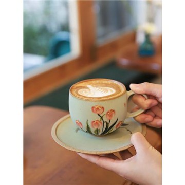 芳物集手工咖啡杯陶瓷杯馬克杯拉花杯景德鎮復古新中式輕奢下午茶