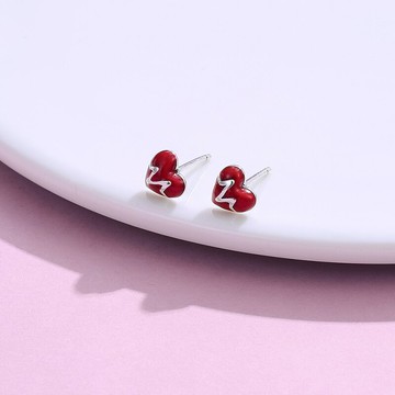 法式愛心耳釘女純銀 防過敏小巧簡約氣質高級感耳環年新款潮